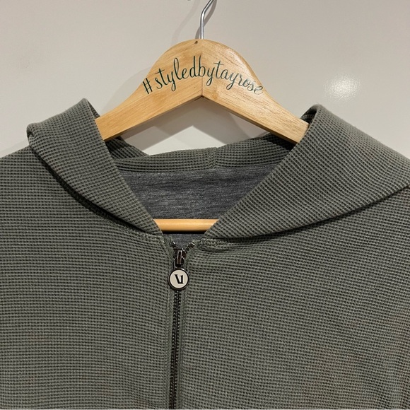 Vuori Mens S Performance Waffle Zip Hoodie Sweatshirt Dusty Pine Green - Picture 6 of 13